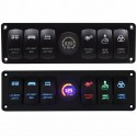 12V 6 Gang LED Rocker Switch Panel ON-OFF Toggle Circuit Breaker for RV Car Marine Boat