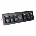 12V 6 Gang LED Rocker Switch Panel ON-OFF Toggle Circuit Breaker for RV Car Marine Boat