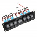 12V 6 Gang LED Rocker Switch Panel ON-OFF Toggle Circuit Breaker for RV Car Marine Boat