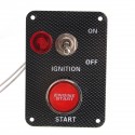 12V Racing Car Ignition Switch Kit Carbon Panel Toggle Engine Start Push Button