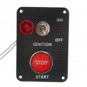 12V Racing Car Ignition Switch Kit Carbon Panel Toggle Engine Start Push Button