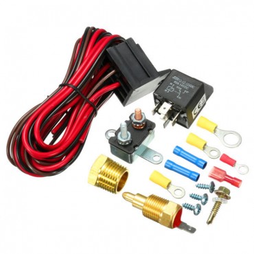 210~195 Degree Engine Cooling Fan Thermostat Temperature Switch Sensor Relay Kit