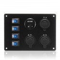 4 Switch Ship Yacht RV LED Display Voltage And Dual 2.1 A USB Charging Car Switch Panel
