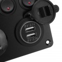 5 Gang ON-OFF Rocker Switch Panel Dual USB Charger LED Voltmeter 12-24V for Car Boat Marine RV Truck
