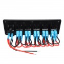 6-Gang LED Rocker Switch Panel 12V 24V ON-OFF Dual USB For Car Boat