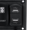 6-Gang LED Rocker Switch Panel 12V 24V ON-OFF Dual USB For Car Boat