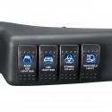 Blue Left Side A Pillar Switch Pod Panel with 4 Boat Rocker Switch for Jeep Wrangler JK 2011-2017