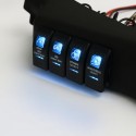Blue Left Side A Pillar Switch Pod Panel with 4 Boat Rocker Switch for Jeep Wrangler JK 2011-2017