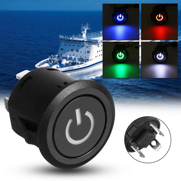 DC 12V 22mm Auto Car LED Autolock Power Button Plastic Push Button ON/Off Light Switch