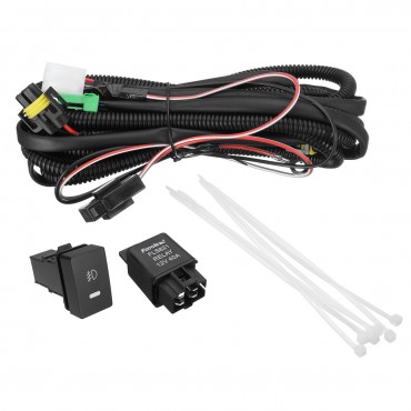 H11 Fog Light Wiring Harness Sockets Wire + LED Indicators Switch + Automotive Relay For Ford