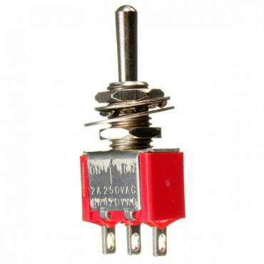 Red 3 Pin ON-OFF-ON 3 SPDT Small Toggle Switch AC 6A/125V 3A/250V