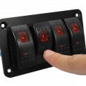 Universal 4 Gang LED Rocker Switch Panel Waterproof IP65 for 12V-24V RV Boat Yacht Marine