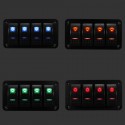 Universal 4 Gang LED Rocker Switch Panel Waterproof IP65 for 12V-24V RV Boat Yacht Marine