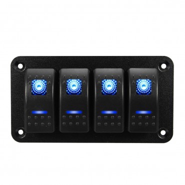 Universal 4 Gang LED Rocker Switch Panel Waterproof IP65 for 12V-24V RV Boat Yacht Marine