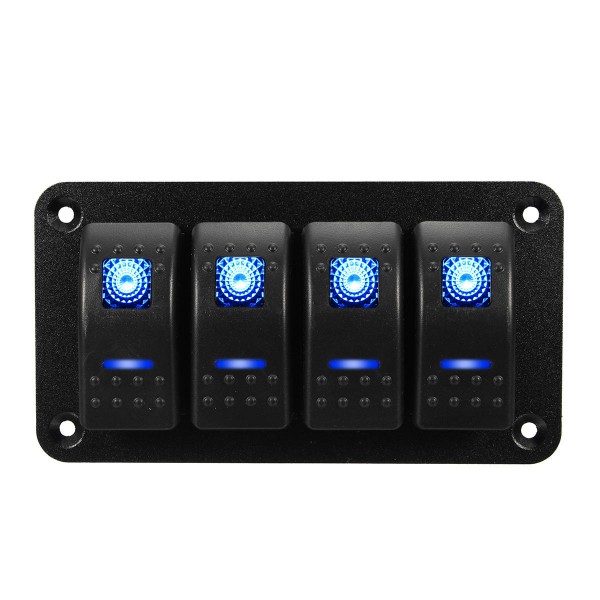 Universal 4 Gang LED Rocker Switch Panel Waterproof IP65 for 12V-24V RV Boat Yacht Marine