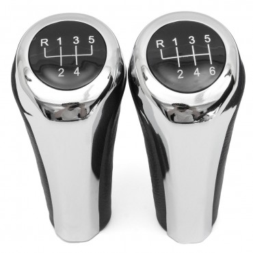 5 6 Speed Leather Chrome Aluminum Manual Gear Shift Knob For BMW E82 E90 E91 E60 E63 E83 E84 E53