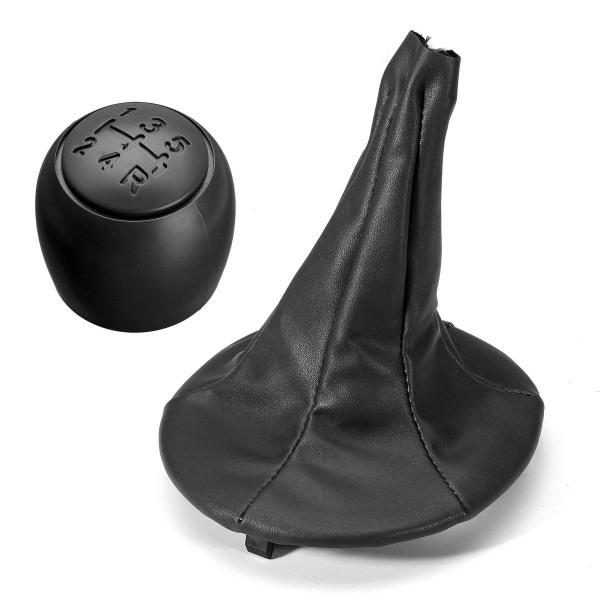 5 Speed Car Gear Shift Knob With PU Leather Gaiter Boot Cover For FIAT PANDA 2003-2012