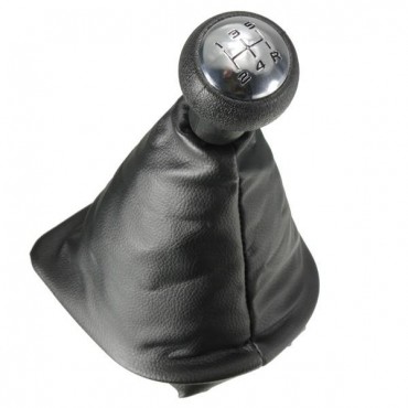 5 Speed Gear Shift Gaiter Knob For PEUGEOT 207 307 406 Black Chrome Leather