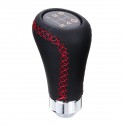 5 Speed Leather Gear Shift Knob Stick Manual Shift Lever Black/Red with Adapter For MAZDA