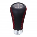 5 Speed Leather Gear Shift Knob Stick Manual Shift Lever Black/Red with Adapter For MAZDA