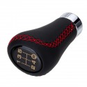 5 Speed Leather Gear Shift Knob Stick Manual Shift Lever Black/Red with Adapter For MAZDA