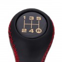 5 Speed Leather Gear Shift Knob Stick Manual Shift Lever Black/Red with Adapter For MAZDA