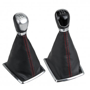 5 Speed MT Gear Stick Shift Knob with Leather Dust Boot Cover For Ford Focus MK2 2005-2012