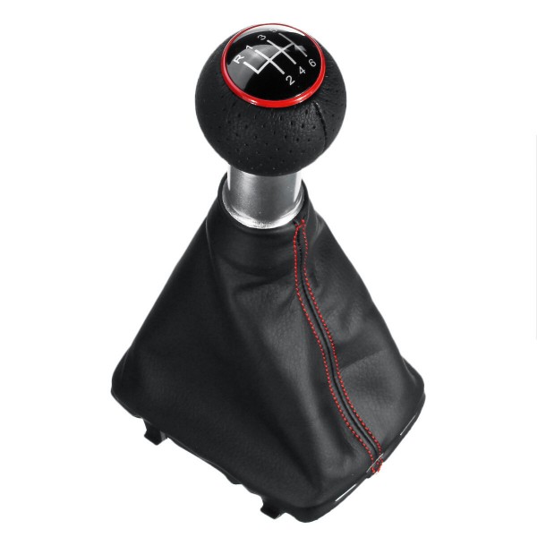 5/6 Speed Gear Shift Knob with Gaiter Boot Cover Black with Red Ring For Audi A3 S3 1996-2003