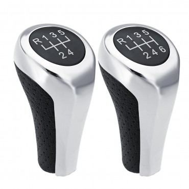 Car 5/6 Speed PU Leather Matte Silver Gear Shift Knob for BMW 1/3/5/6 Series X1 X3 X5