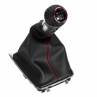 Leather Shifter Gear Shift Knob With Boot Cover 5 Speed Handle For VW Golf Mk7 GTI 2013-2017