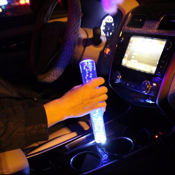 Universal 250mm 12V Gear Shift Knob Crystal Bubble with Blue LED Breathing Light