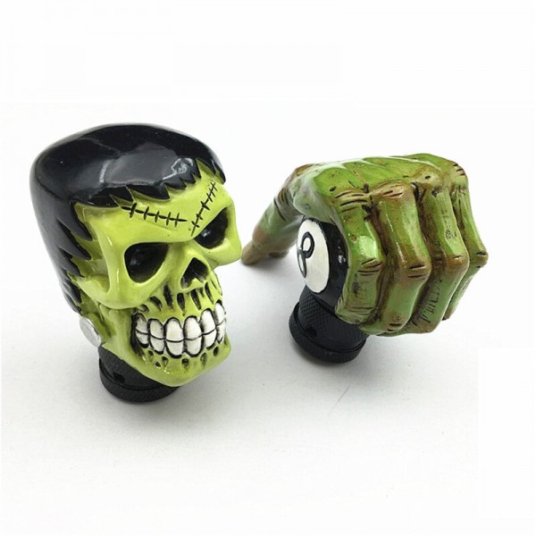 Universal Gear Shift Knob Manual Automatic Gearshift Shifter Green Skull