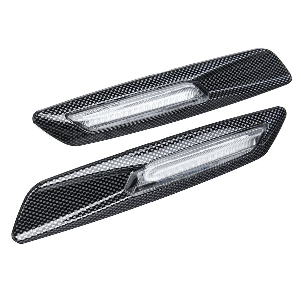 1 Pair Amber LED Side Marker Light Turn Signal Carbon Black+Clear For BMW E60 E61 E90 E91 E81 E82 E87 E88