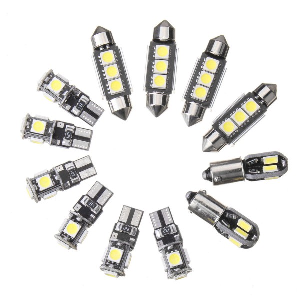 12PCS Car Interior LED Lights Kit T10 BA9S Festoon Dome Bulb White for BMW E36 3 Serie Convertible 1992-1998