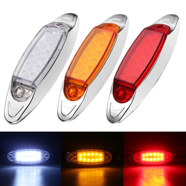 12V 12 LED Side Marker Marker Lights Red/Yellow/White for Truck Chassis Caravan Trailer
