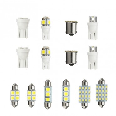 14PCS LED Interior Lights Kit T10 1157 36mm Festoon Dome License Plate Bulbs White