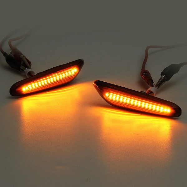 2Pcs Car 18 LED Smoke Turn Indicator Signal Side Marker Lights Front Left Right Lamps for BMW E82 E88 E60 E61 E90 E91 E92 E93