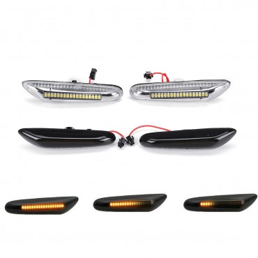 Dynamic LED Side Marker Indicator Repeater Lights White+Amber For E36 E46 E90 E91 E92 E93 E60 E61 E81 E82 E87 E88 X1 X3 X5