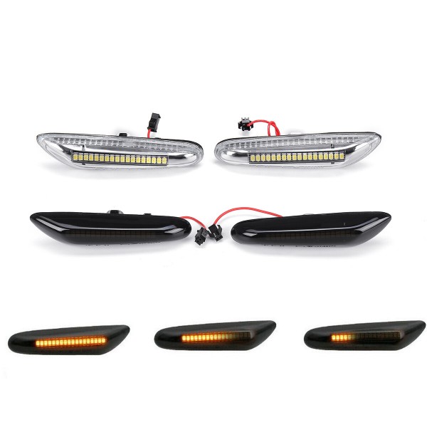 Dynamic LED Side Marker Indicator Repeater Lights White+Amber For E36 E46 E90 E91 E92 E93 E60 E61 E81 E82 E87 E88 X1 X3 X5