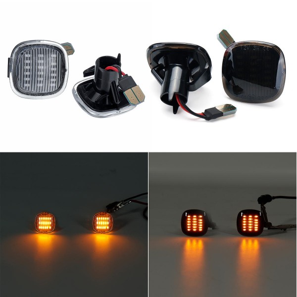 LED Side Marker Indicator Lights Lamps Black Smoked Yellow 2PCS For Audi Seat Skoda