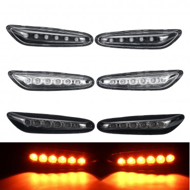 LED Side Marker Indicator Lights Repeaters Lamps Yellow Pair for BMW E46 E60 E81 E83 E87 E90 E91