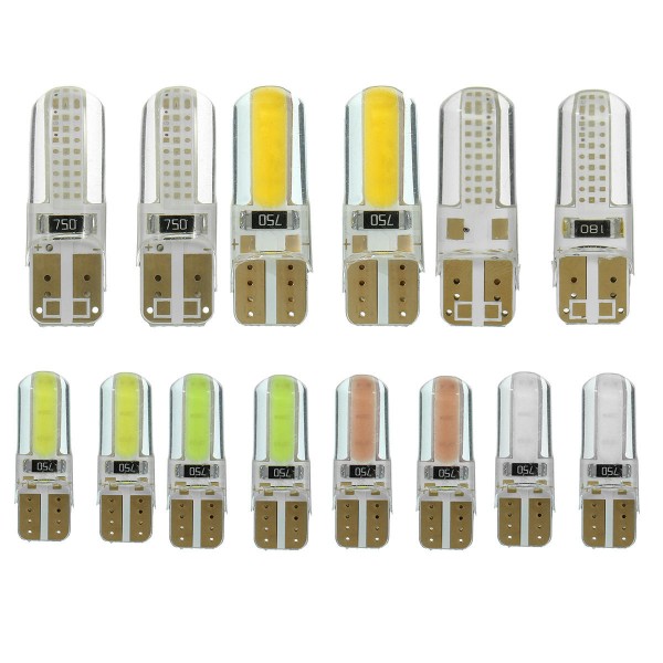 Pair T10 W5W 6W 250LM 2COB Car LED Side Marker Lights Bulb Turn Lamp Seven Colors Bulb