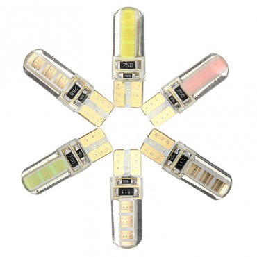 T10 W5W COB LED Car Side Wedge Marker Lights Canbus Error Free License Bulb Soft Gel 2W 1Pcs