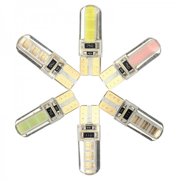 T10 W5W COB LED Car Side Wedge Marker Lights Canbus Error Free License Bulb Soft Gel 2W 1Pcs