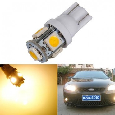 Warm White 3000K T10 W5W 5SMD 5050 LED Car Clearance Lamp Side Light