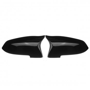 2Pcs Gloss Black Side Rearview Mirror Covers Caps For BMW 5 6 7 Series F10 F18 F11 F06 F07 F12 F13 F01 2014-16