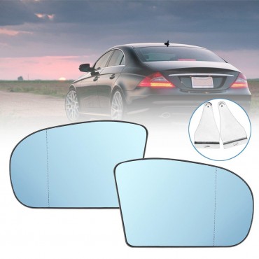 Car Left/Right Blue Anti Glare Heated Rearview Mirror Glass For Benz C E Class W211 W203 A2038100121 A2038100221