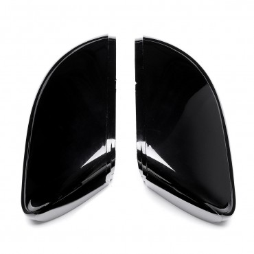 Pair Front Wing Side Car Mirror Cover Housing Cap Black For VW Golf MK6 Touran 09-15