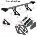 135cm Universal Racing Sports Car Rear Tail Trunk Racing Wing Spoiler Aluminum Black Adjustable GT Double Row