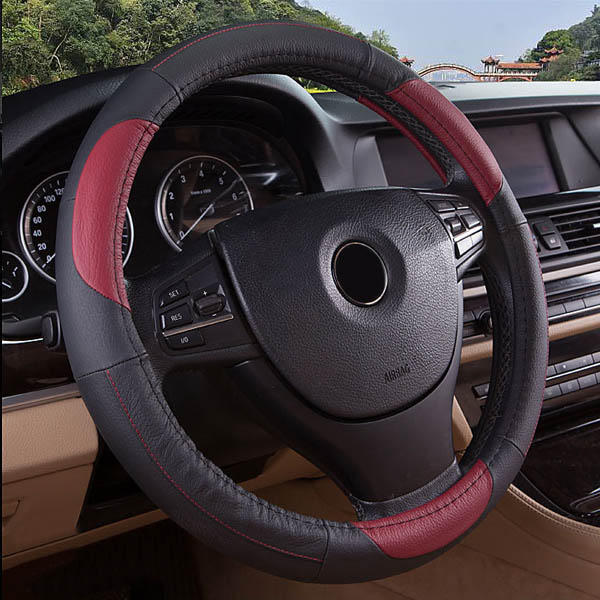 15 Inches Size Genuine Cowhide Leather Steel Ring Wheel Cover for Universal Car